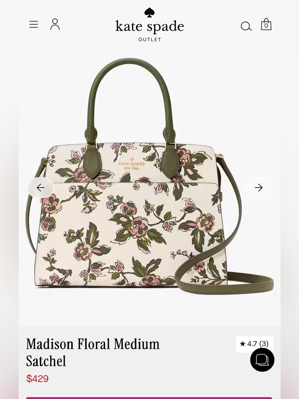 Kate Spade Madison Floral Medium Satchel & Madison continental zip around wallet - Picture 7 of 10